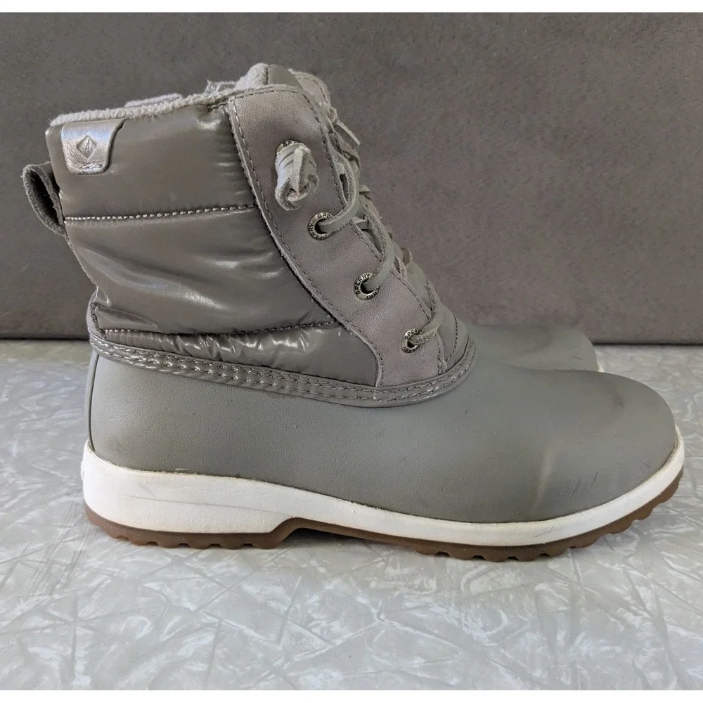 Sperry Saltwater Puffer Duck Boots Womens 6.5 Waterproof Thinsulate Taupe